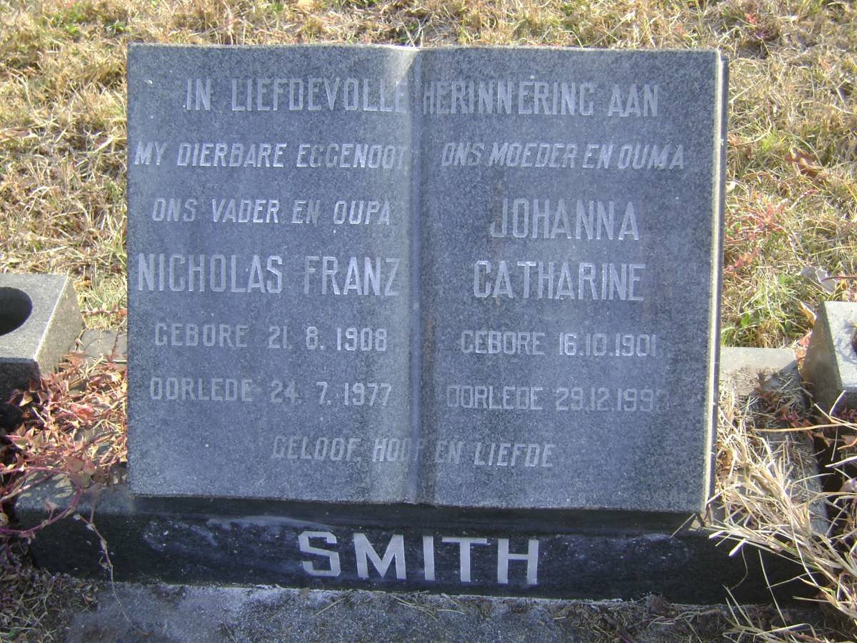 SMITH Nicholas Franz 1908-1977 &amp; Johanna Catharine 1901-1993
