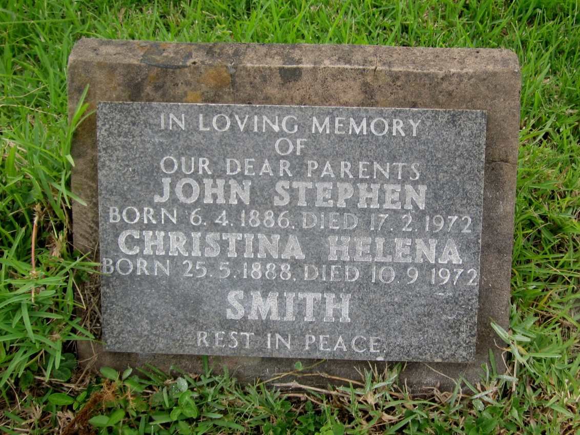 SMITH John Stephen 1886-1972 &amp; Christina Helena 1888-1972