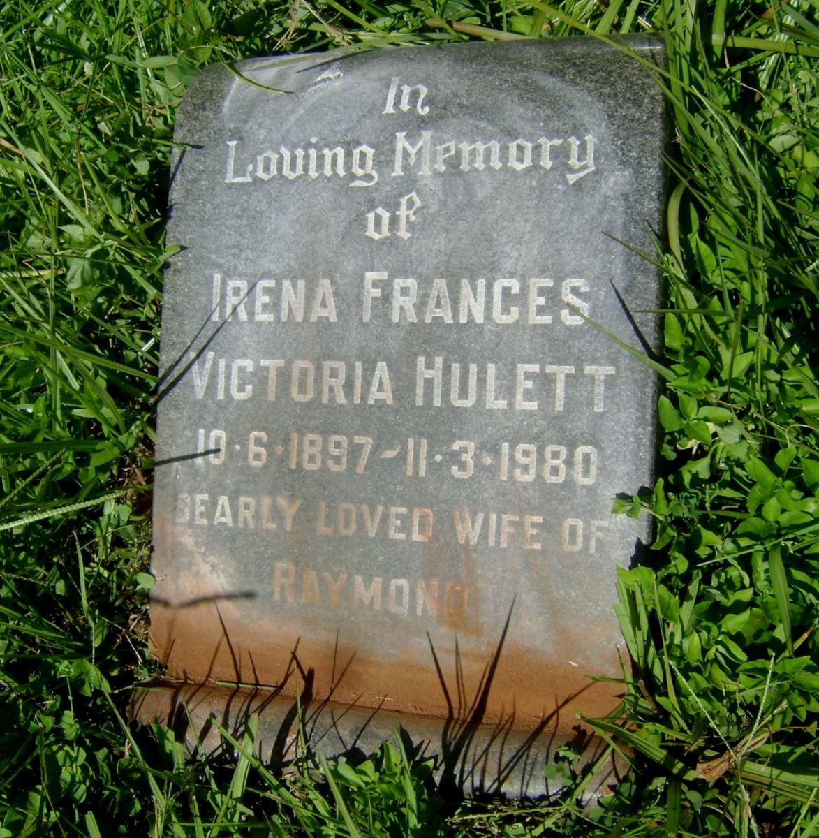 HULETT Irena Frances Victoria 1897-1980