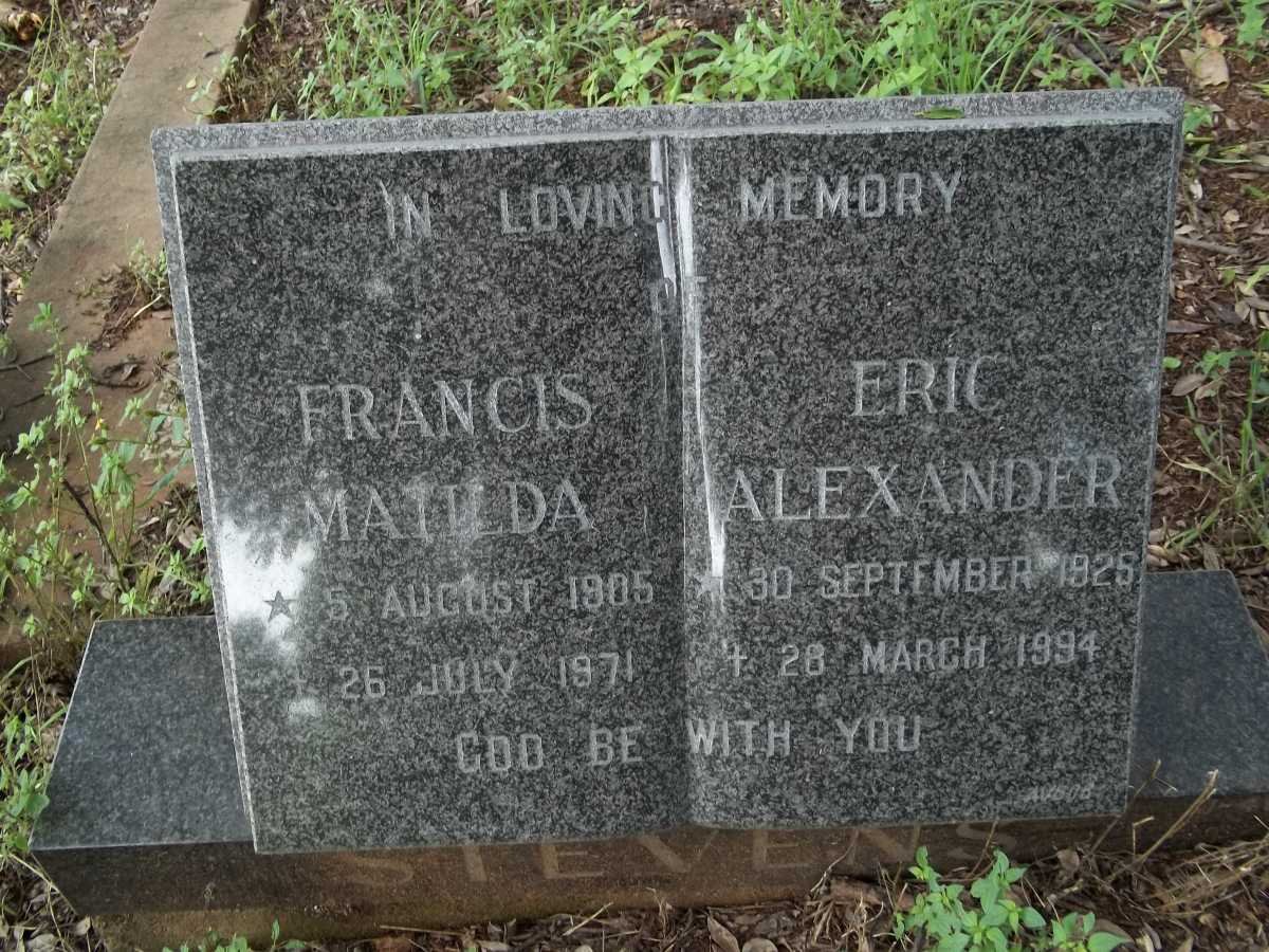 STEVENS Eric Alexander 1925-1994 :: STEVENS Francis Matilda 1905-1971