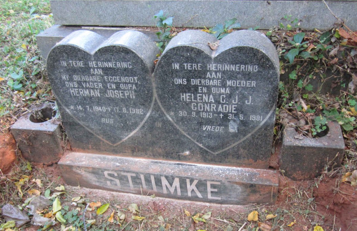 STUMKE Herman Joseph 1940-1982 &amp; Helena C.J.J. CONRADIE 1913-1981