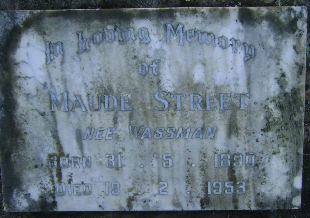 STREET Maude nee WASSMAN 1890-1953