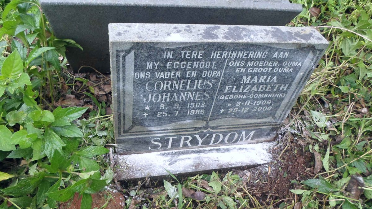 STRYDOM Cornelius Johannes 1903-1986 &amp; Maria Elizabeth COMBRINK 1909-2000