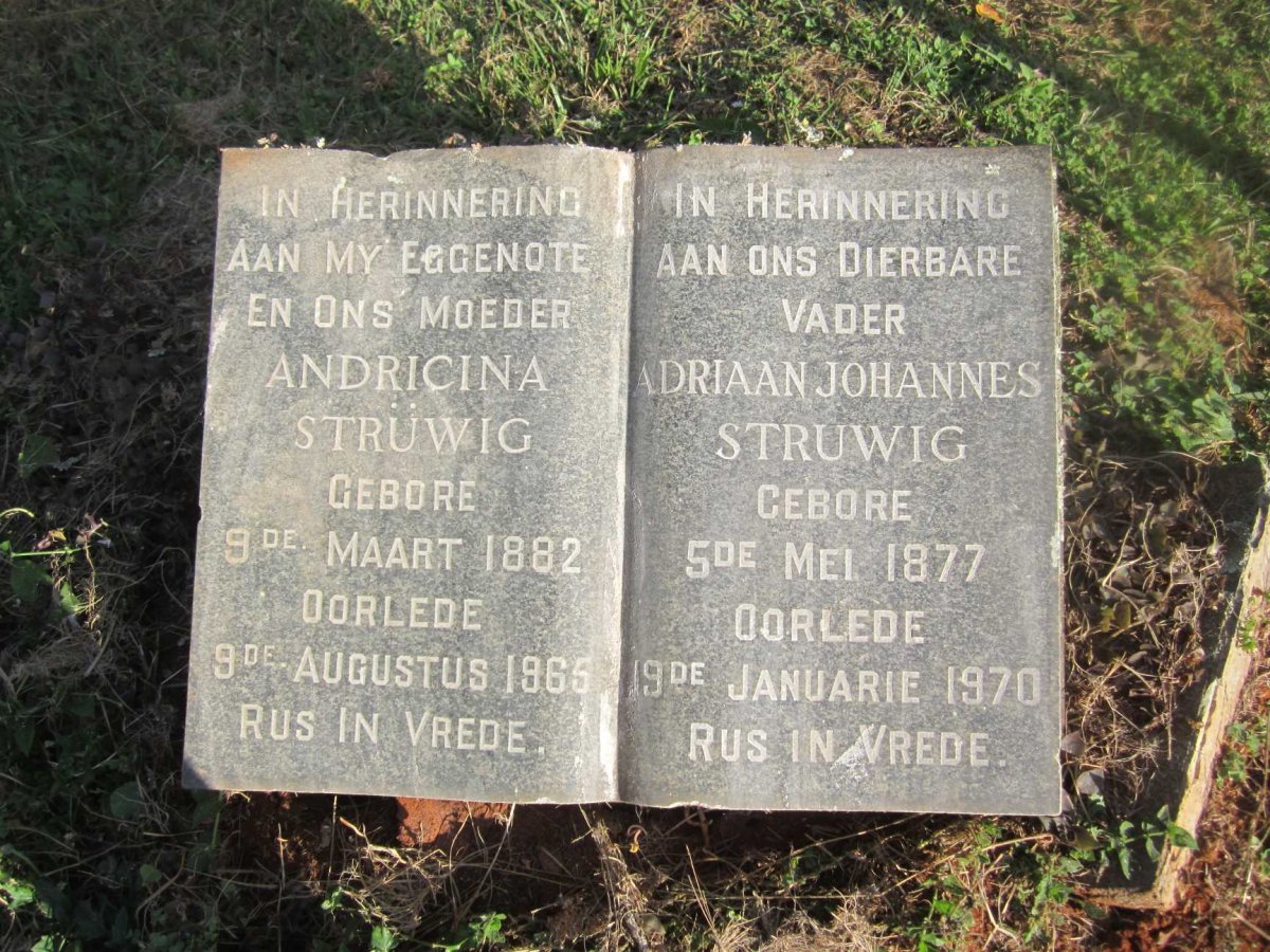 STRUWIG Adriaan Johannes 1877-1970 &amp; Andricina 1882-1966