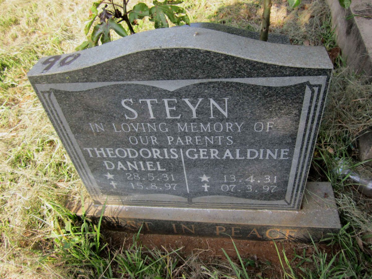 STEYN Theodoris Daniel 1931-1997 &amp; Geraldine 1931-1997