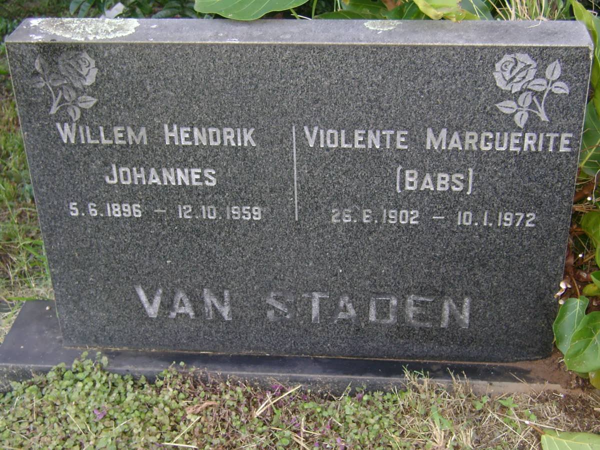 STADEN Willem Hendrik Johannes, van 1896-1959 &amp; Violente Marguetrite 1902-1972
