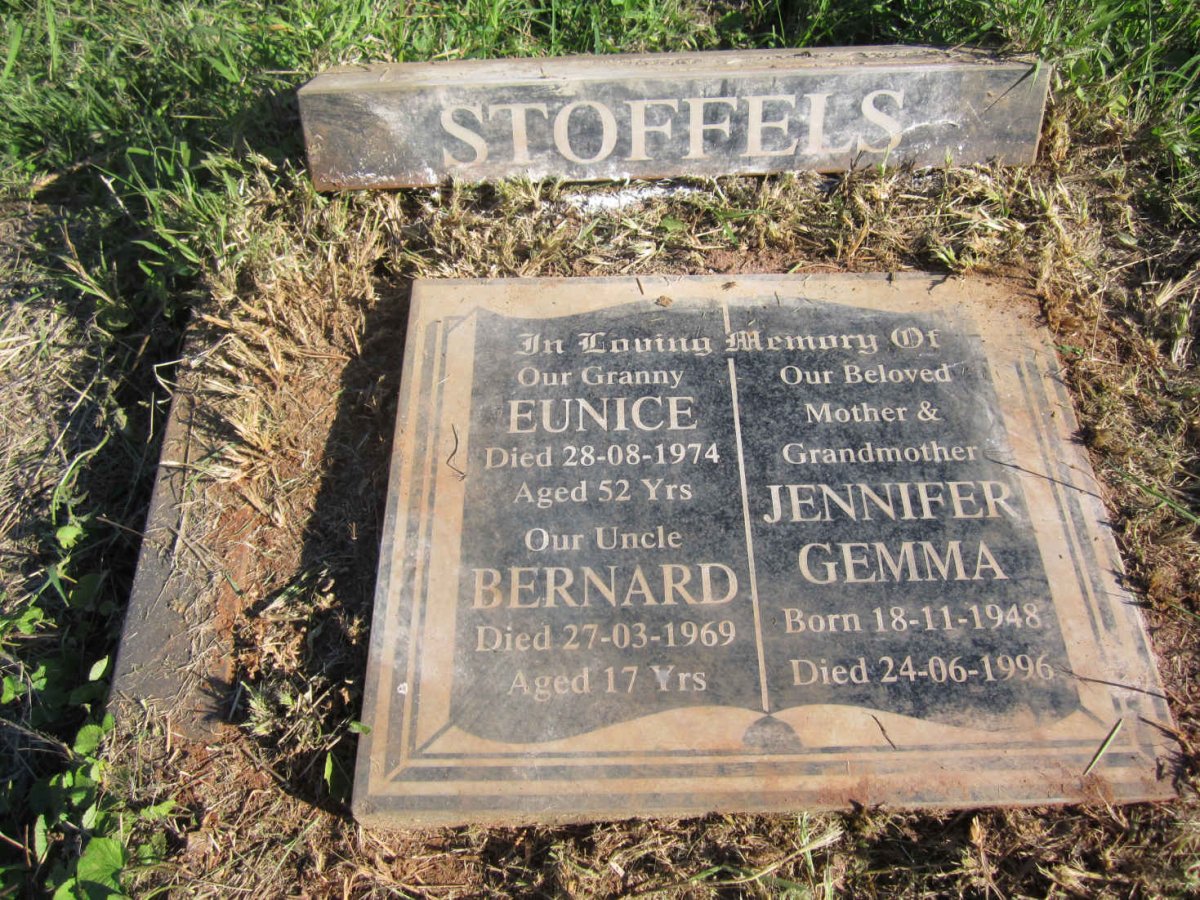 STOFFELS Eunice -1974 :: STOFFELS Jennifer Gemma 1948-1996 :: STOFFELS Bernard -1969