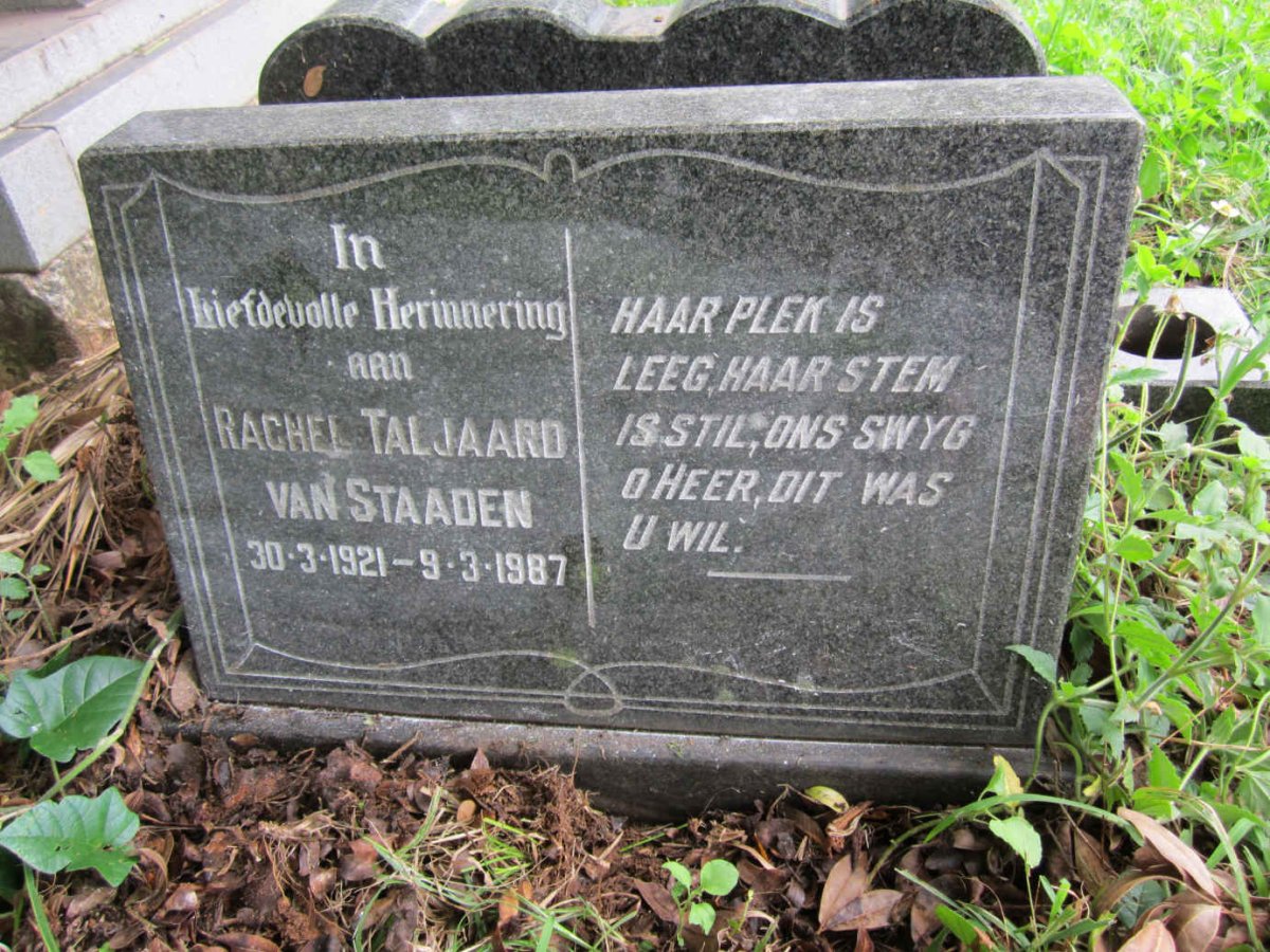 STAADEN Rachel Taljaard, van 1921-1987