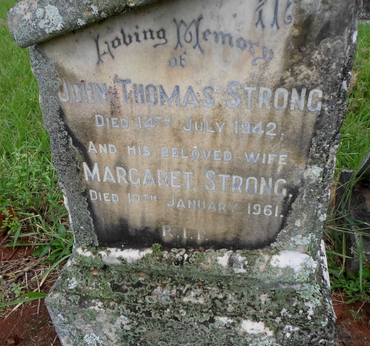 STRONG John Thomas -1942 &amp; Margaret -1961