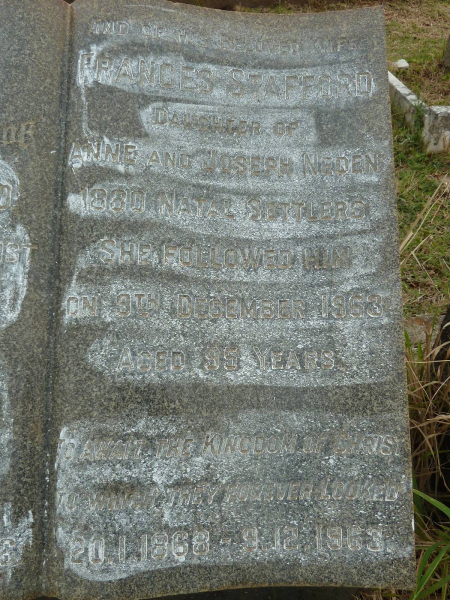 STANILAND Frank 1860-1926 &amp; Frances Stafford 1868-1963 :: GLASS Eda Mary -1979