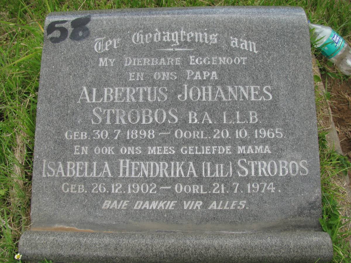 STROBOS Albertus Johannes 1898-1965 &amp; Isabella Hendrika 1902-1974