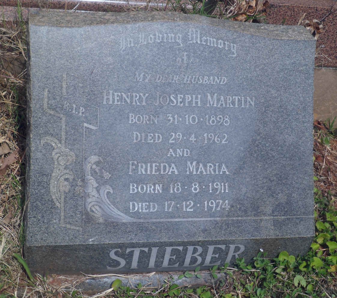 STIEBER Henry Joseph Martin 1898-1962 &amp; Frieda Maria 1911-1974