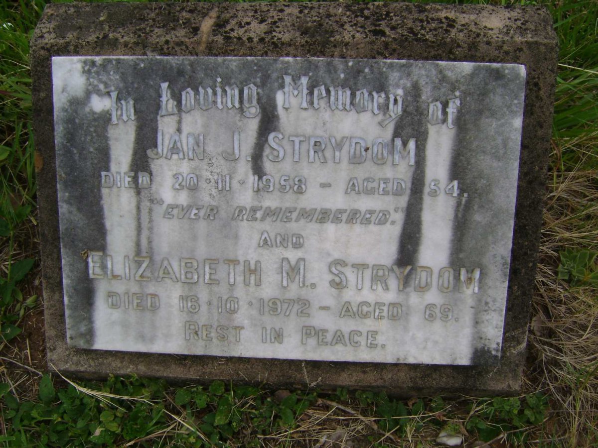 STRYDOM Jan J. -1958 &amp; Elizabeth M. -1972