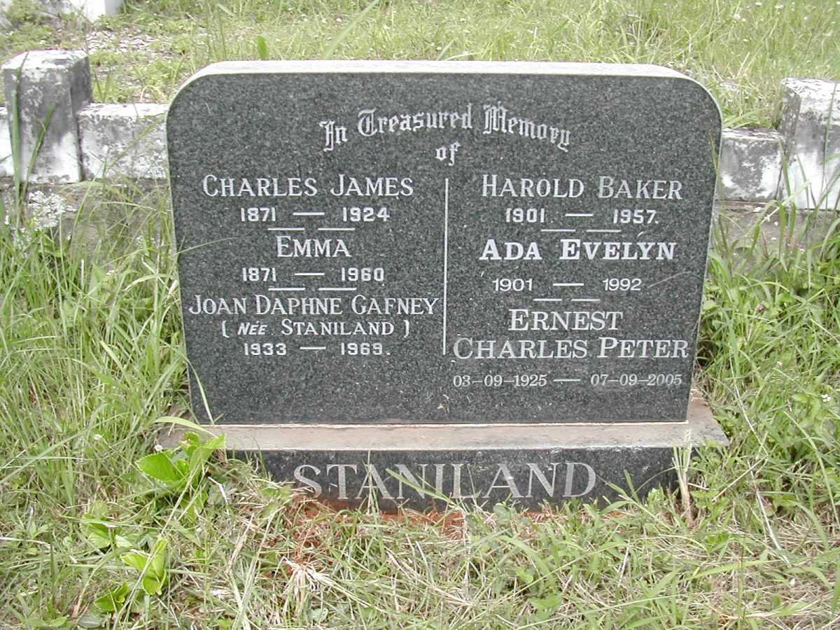 STANILAND Charles James 1871-1924 &amp; Emma 1871-1960 :: STANILAND Ernest Charles Peter 1925-2005