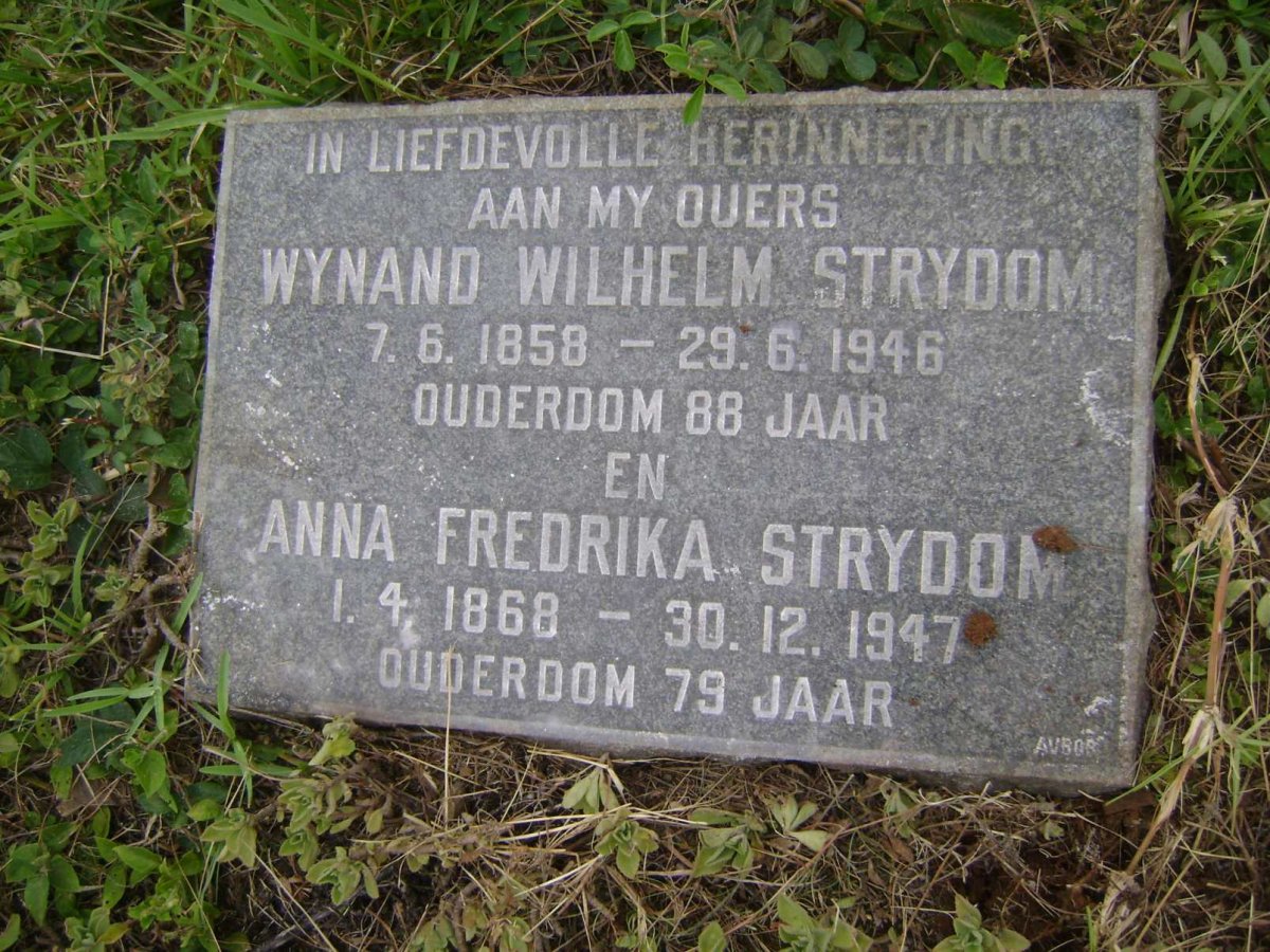 STRYDOM Wynand Wilhelm 1858-1946 &amp; Anna Fredrika 1868-1947