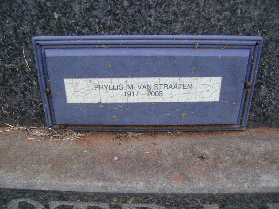 STRAATEN Abraham Stephen, van 1915-1980 &amp; Phyllis M.1917-2003