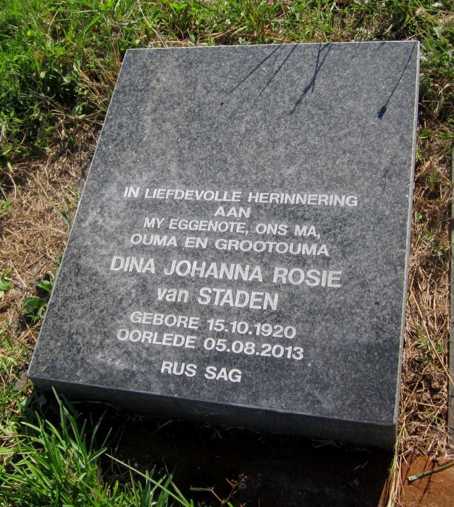 STADEN Dina Johanna Rosie, van 1920-2013
