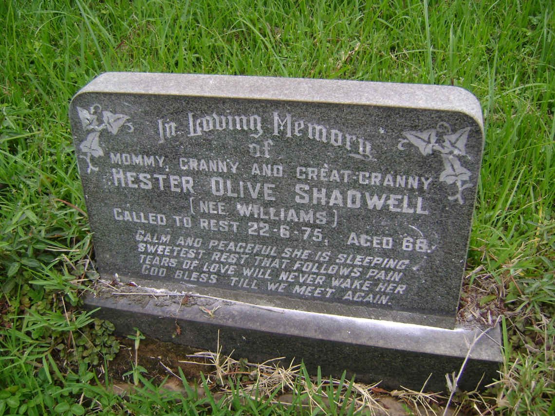 SHADWELL Hester Olive nee WILLIAMS -1975