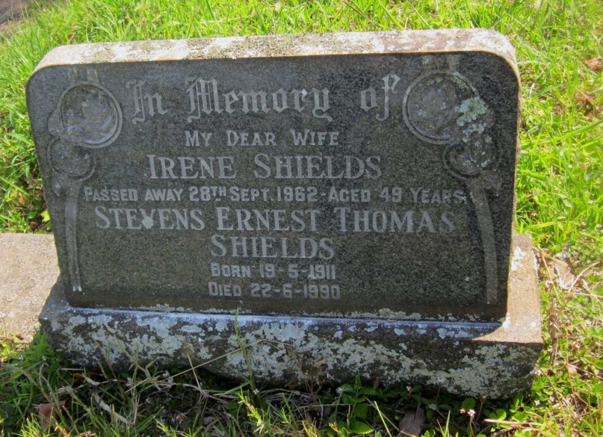 SHIELDS Stevens Ernest Thomas 1911-1990 &amp; Irene  -1962