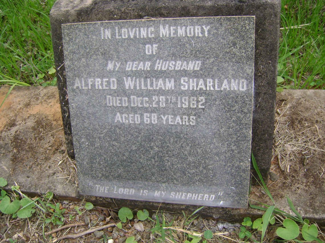 SHARLAND Alfred William -1962