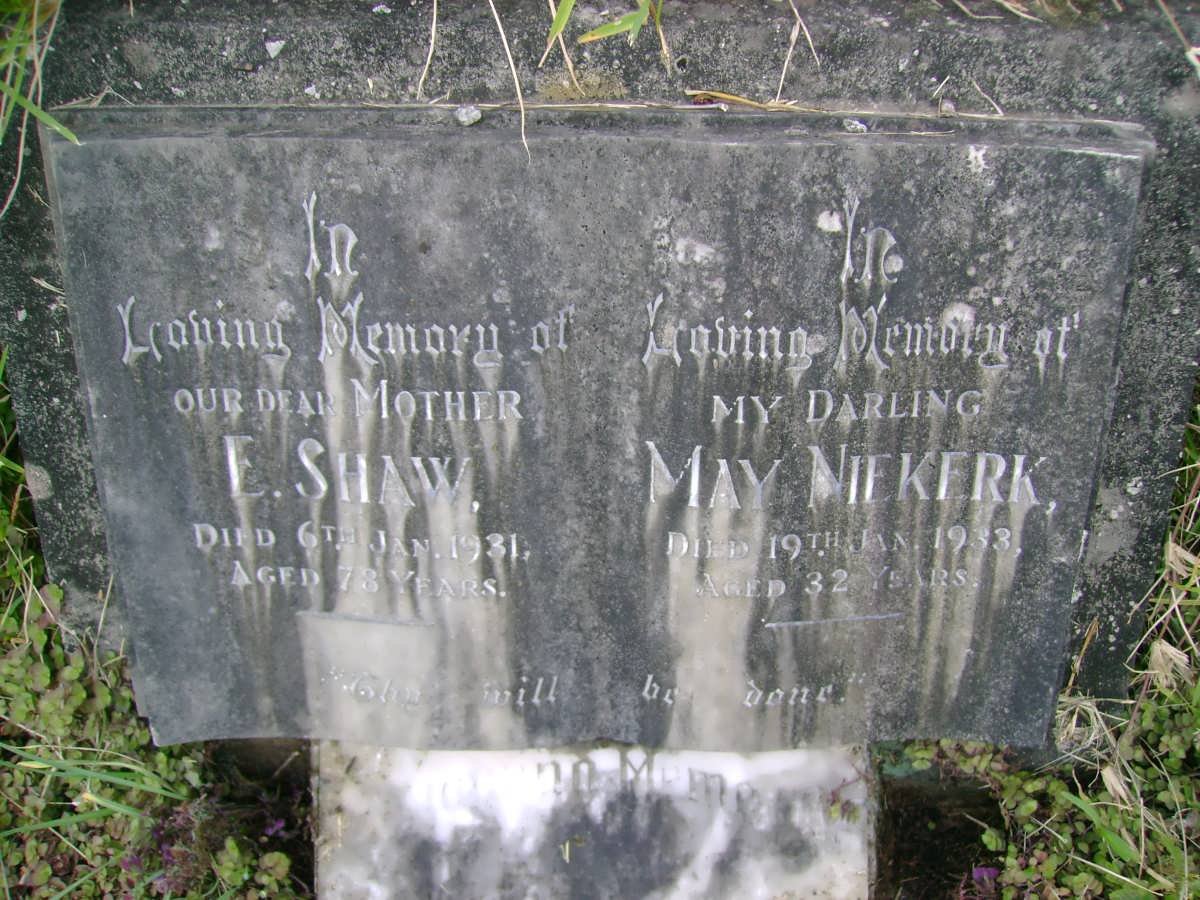 SHAW E. -1931 :: NIEKERK May -1933 :: Van NIEKERK Alice Mary
