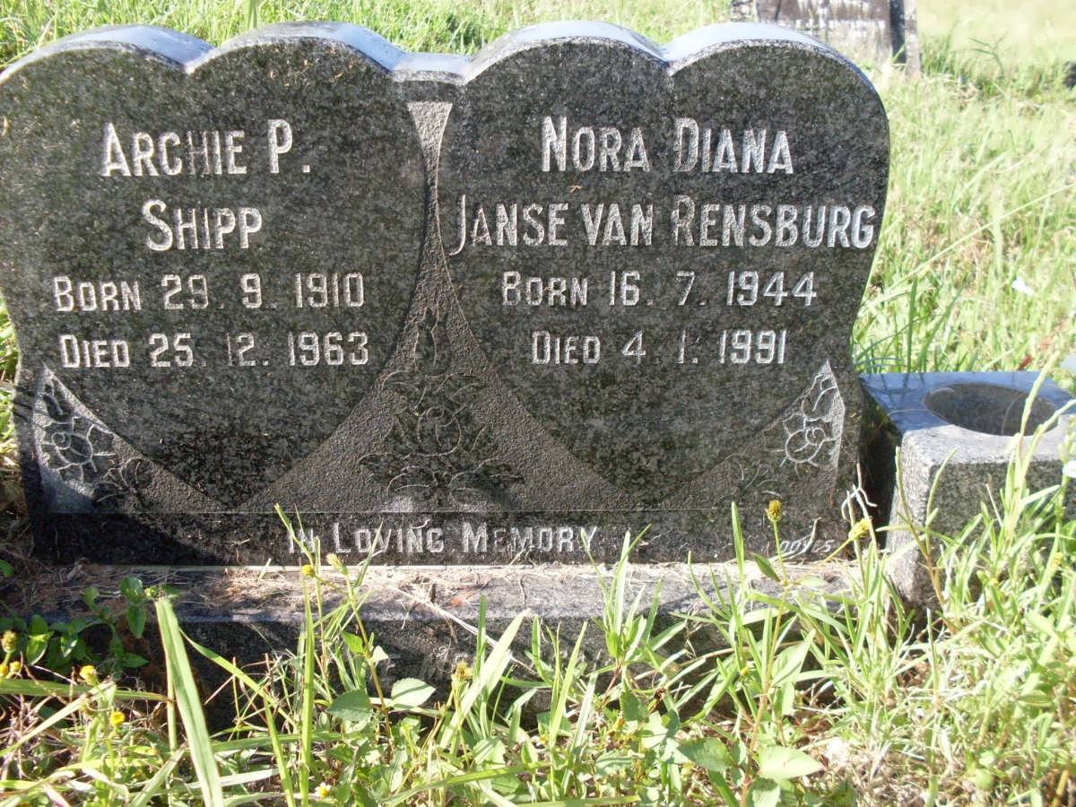 SHIPP Archie P. 1910-1963 :: Janse van RENSBURG Nora Diana 1944-1991