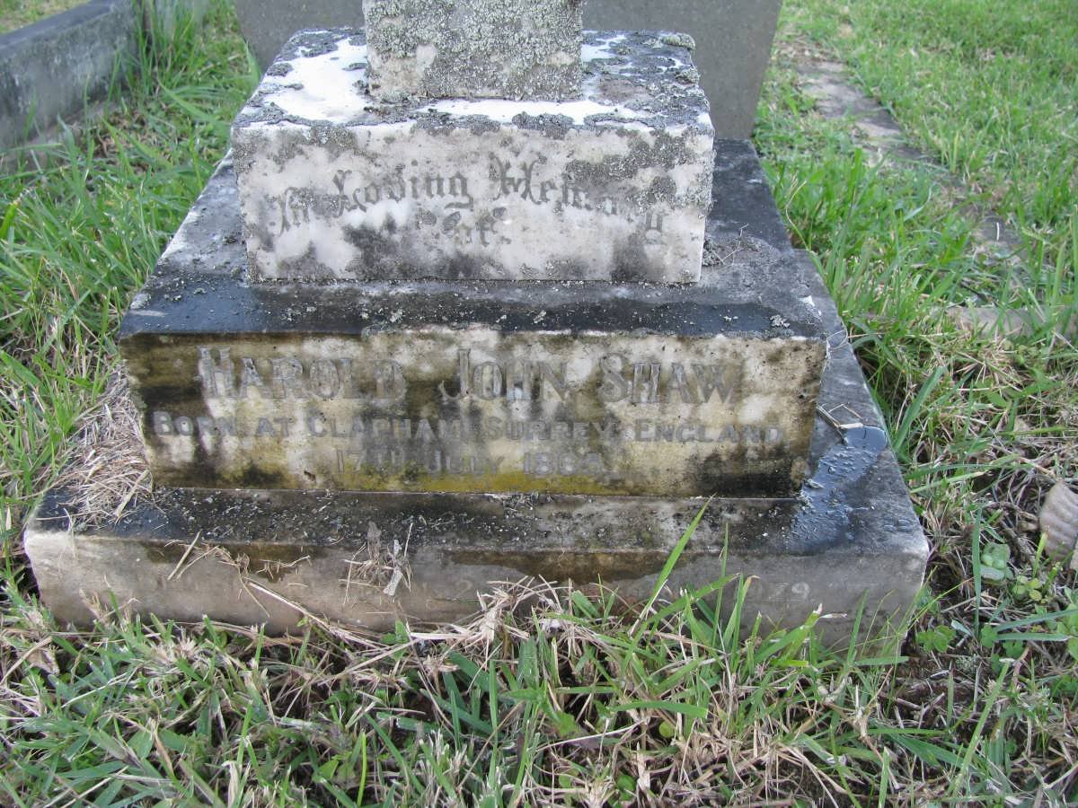 SHAW Harold John 1865-1929