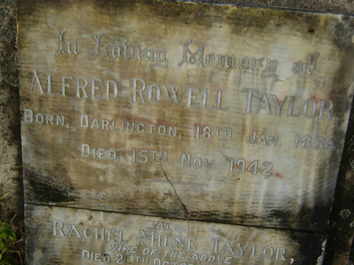 TAYLOR Alfred Rowell 1885-1942 &amp; Rachel Milne -1943