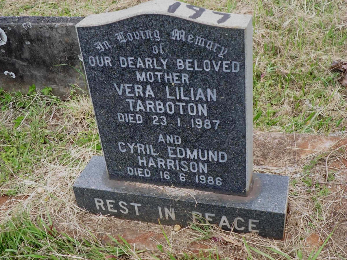 TARBOTON Vera Lilian -1987 :: HARRISON Cyril Edmund -1986
