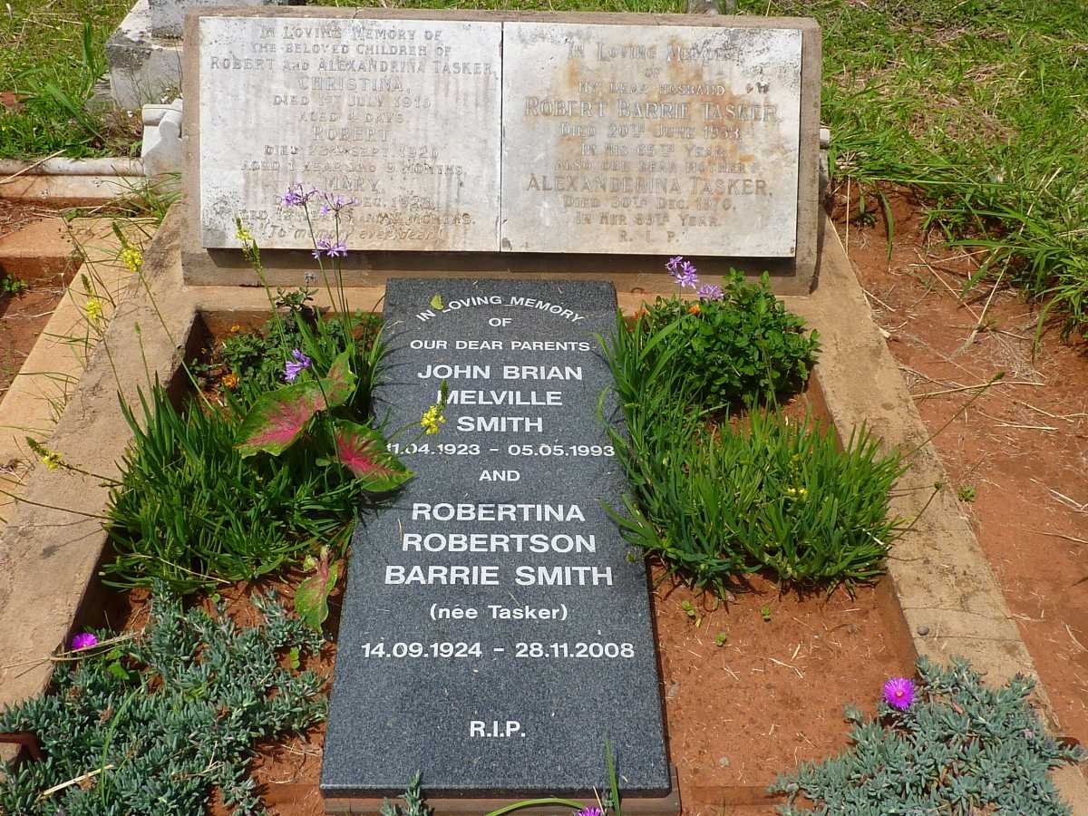 SMITH John Brian Melville 1923-1993 &amp; Robertina Robertson Barrie TASKER 1924-2008