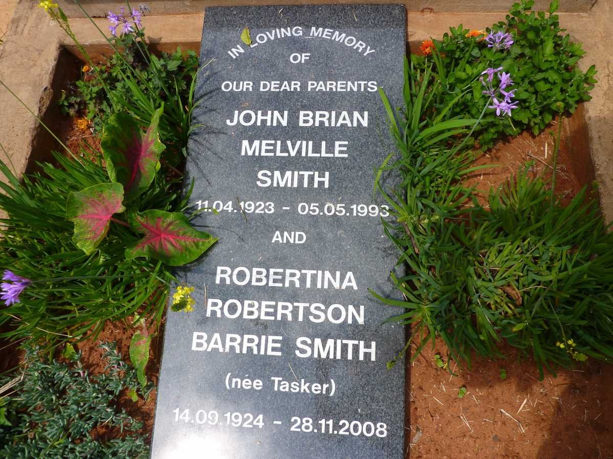 SMITH John Brian Melville 1923-1993 &amp; Robertina Robertson Barrie TASKER 1924-2008