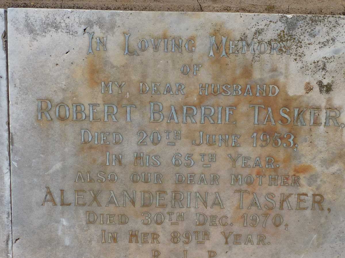 TASKER Robert Barrie -1953 &amp; Alexanderina  -1970