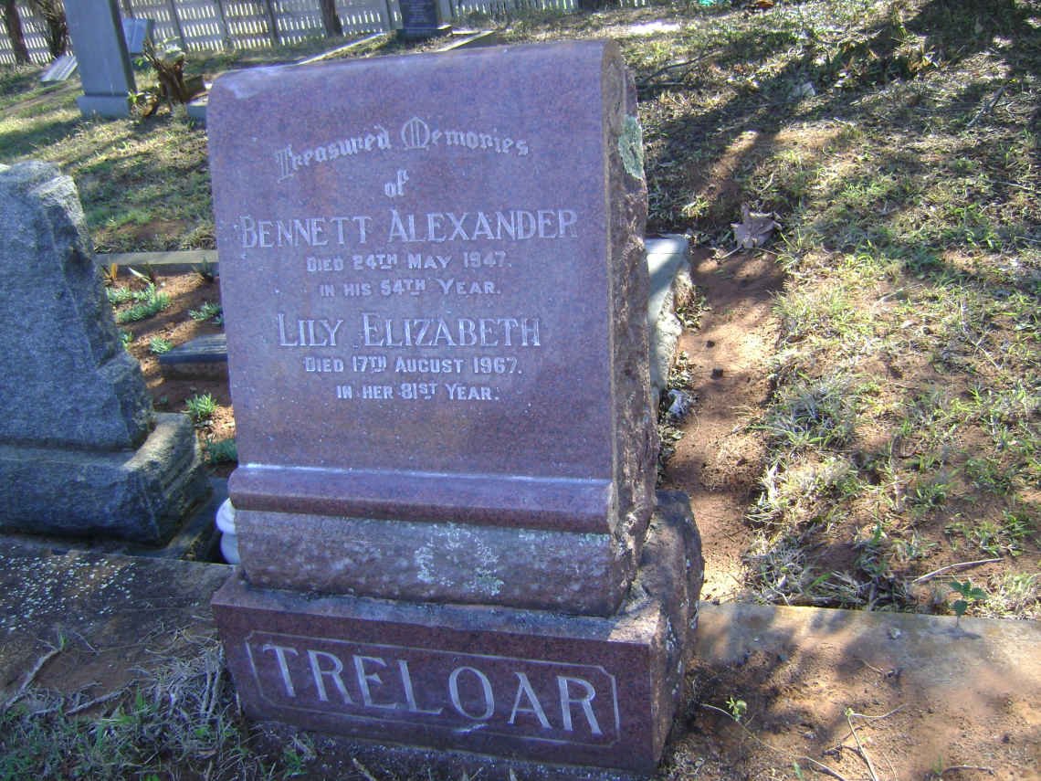 TRELOAR Bennett Alexander -1947 &amp; Lily Elizabeth -1967