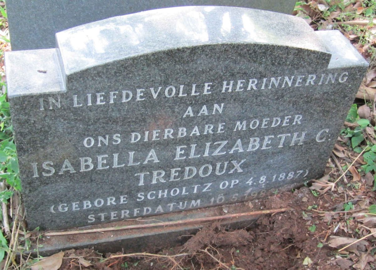 TREDOUX Isabella Elizabeth C. nee SCHOLTZ 1887-198?
