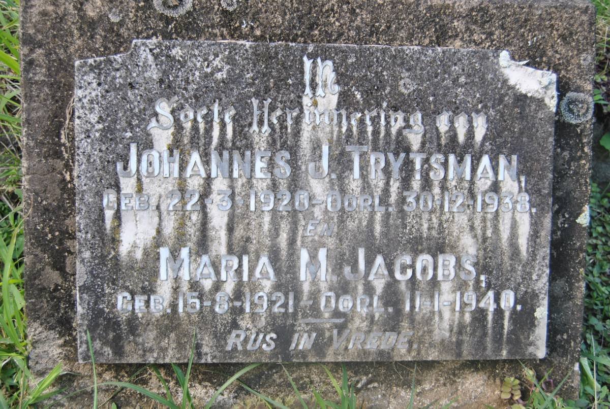 TRYTSMAN Johannes J. 1920-1938 :: JACOBS Maria M. 1921-1940