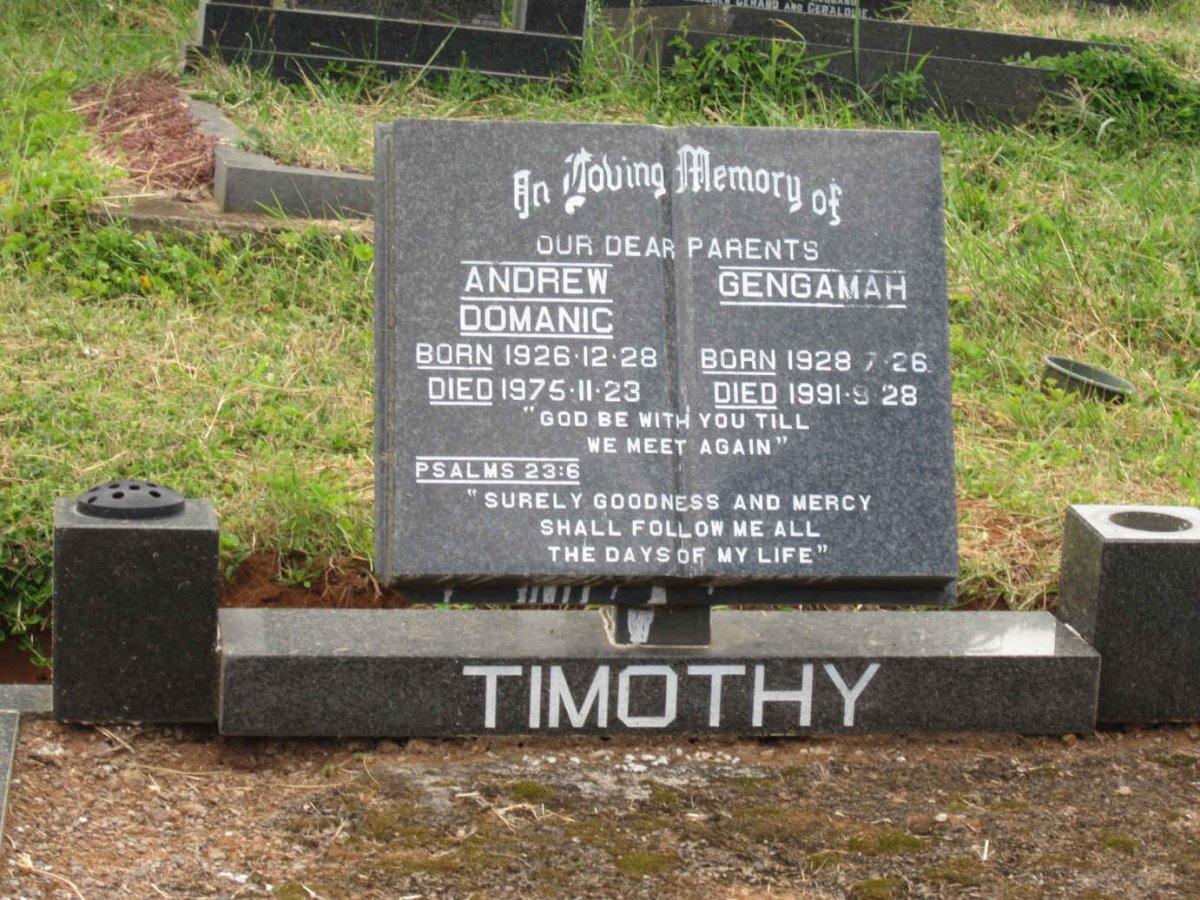 TIMOTHY Andrew Domanic 1926-1975 &amp; Gengamah 1929-1991