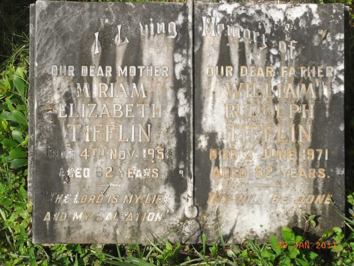 TIFFLIN William Rudolph -1971 &amp; Miriam Elizabeth 1958