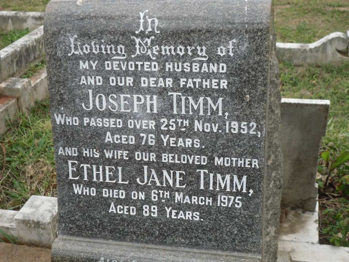 TIMM Joseph -1952 &amp; Ethel Jane -1975