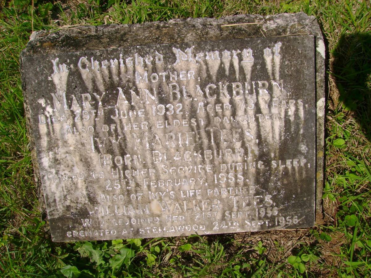 TEES William Walker -1956 &amp; Mary Ann BLACKBURN -1932 :: TEES Ivy Marie BLACKBURN -1955