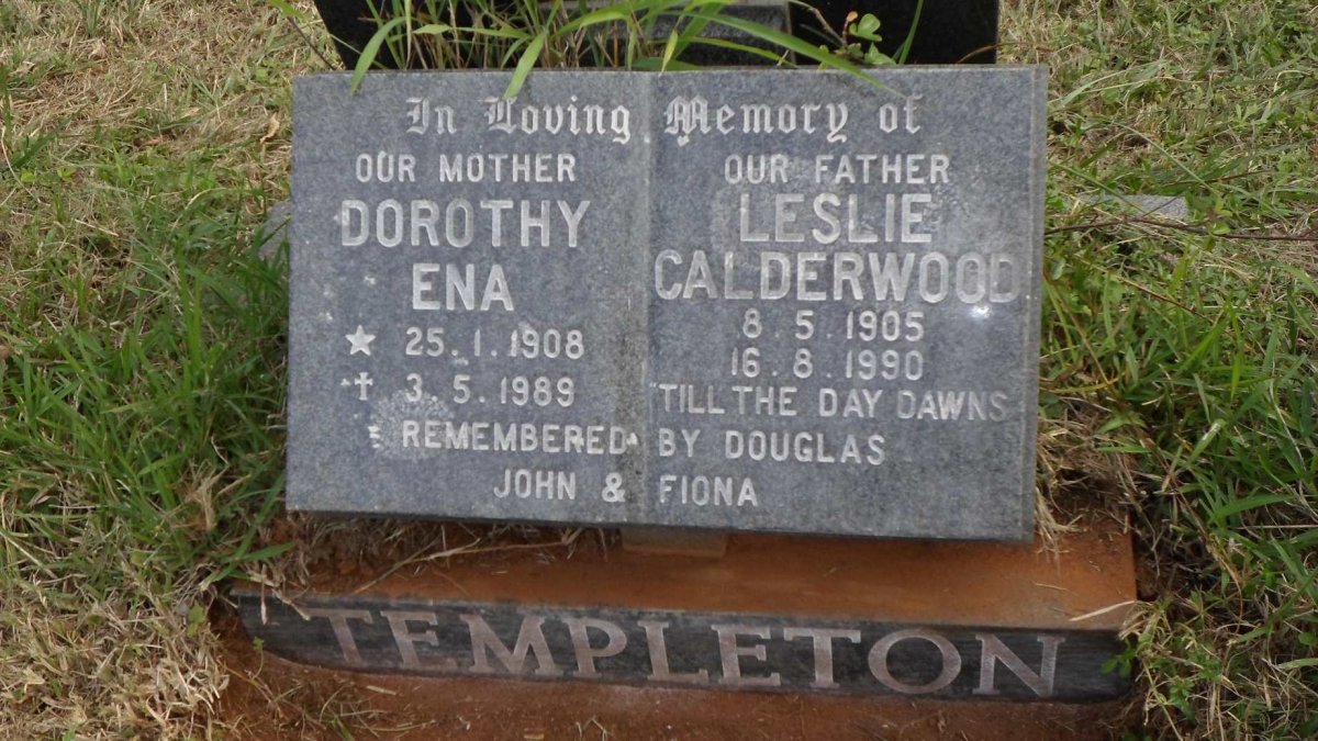 TEMPLETON Leslie Calderwood 1905-1990 &amp; Dorothy Ena 1908-1989