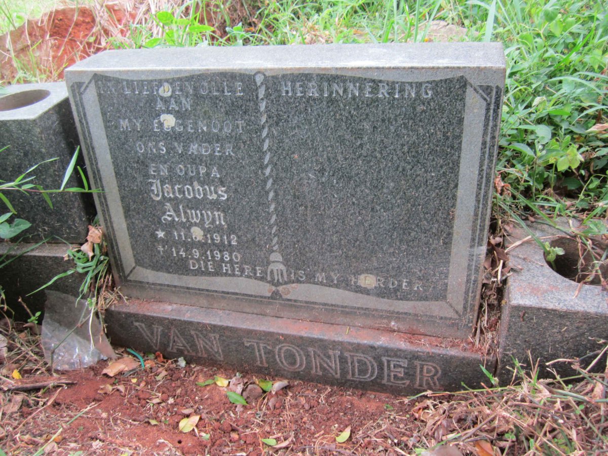 TONDER Jacobus Alwyn, van 1912-1980