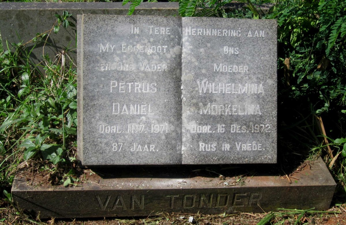 TONDER Petrus Daniel, van -1971 &amp; Wilhelmina Morkelina -1972