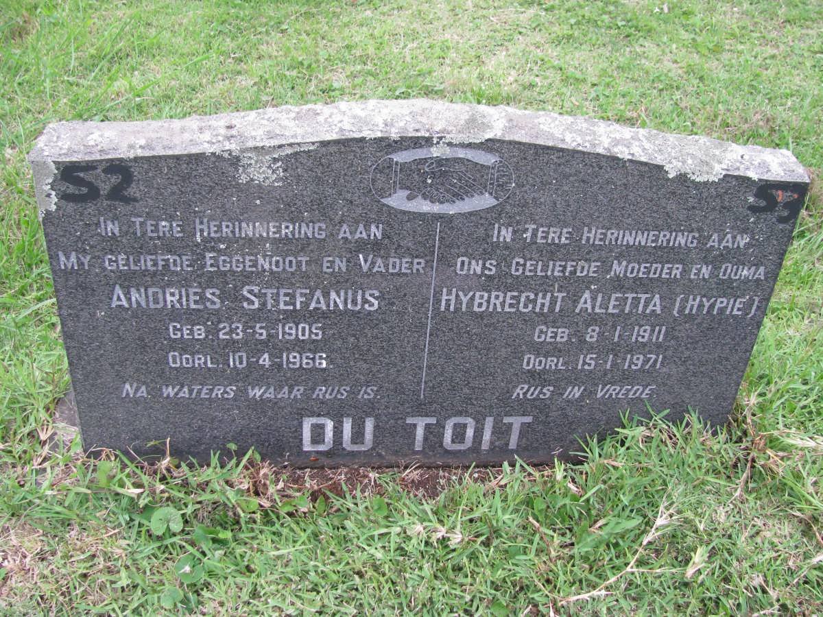 TOIT Andries Stefanus, du 1905-1966 &amp; Hybrecht Aletta 1911-1971