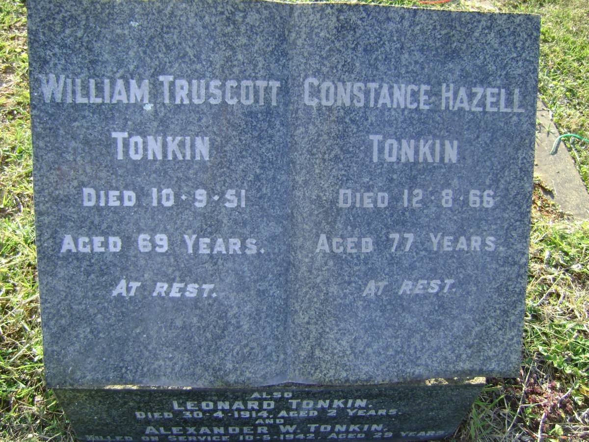 TONKIN William Truscott -1951 &amp; Constance Hazell -1966 :: TONKIN Leonard -1914 :: TONKIN Alexander W. -1942