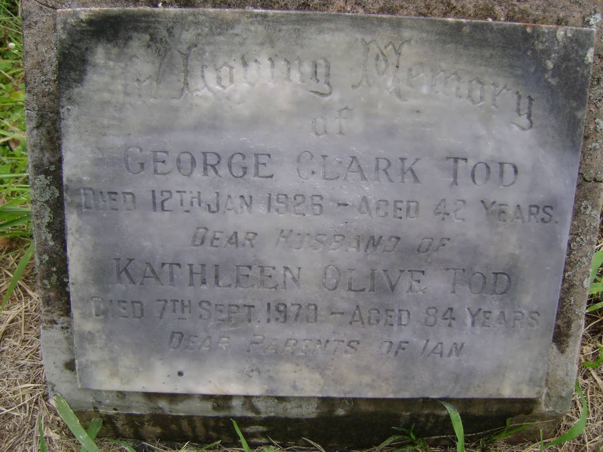 TOD George Clark -1926 &amp; Kathleen Olive -1970