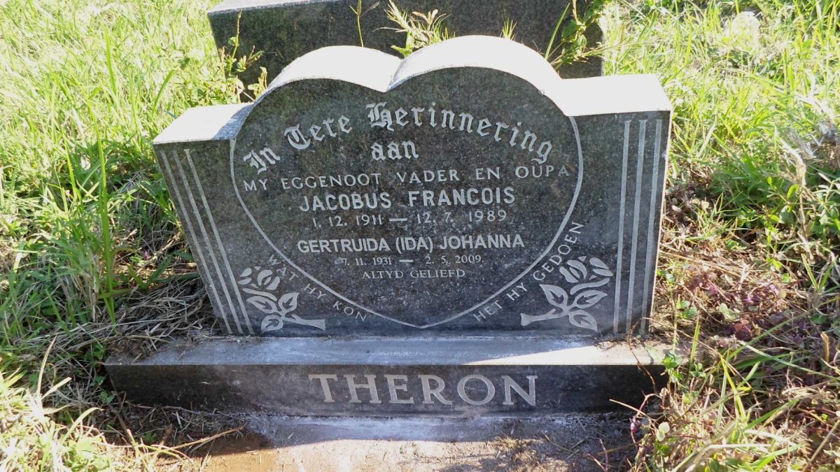 THERON Jacobus Francois 1911-1989 :: THERON Gertruida Johanna 1931-2009