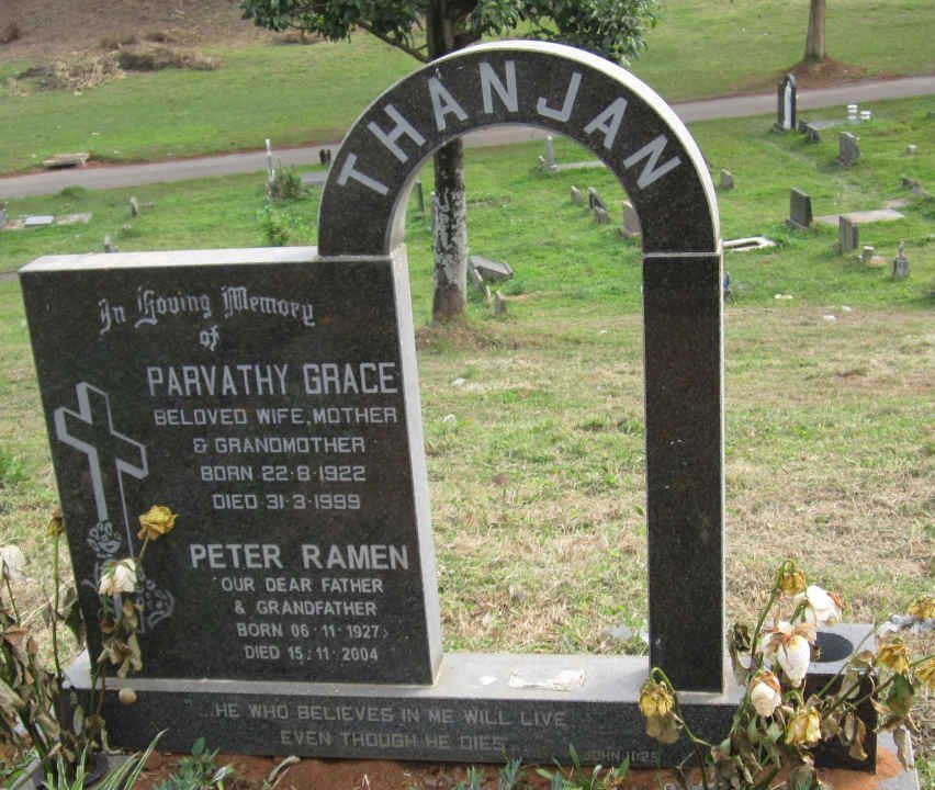 THANJAN Peter Ramen 1927-2004 &amp; Parvathy Grace 1922-1999