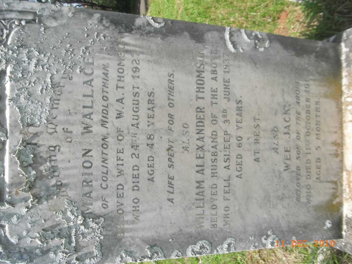 THOMSON William Alexander -1937 &amp; Marion Wallace -1927 :: THOMSON Jack -1911