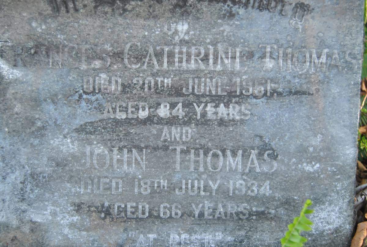 THOMAS John -1934 &amp; Frances Cathrine -1951