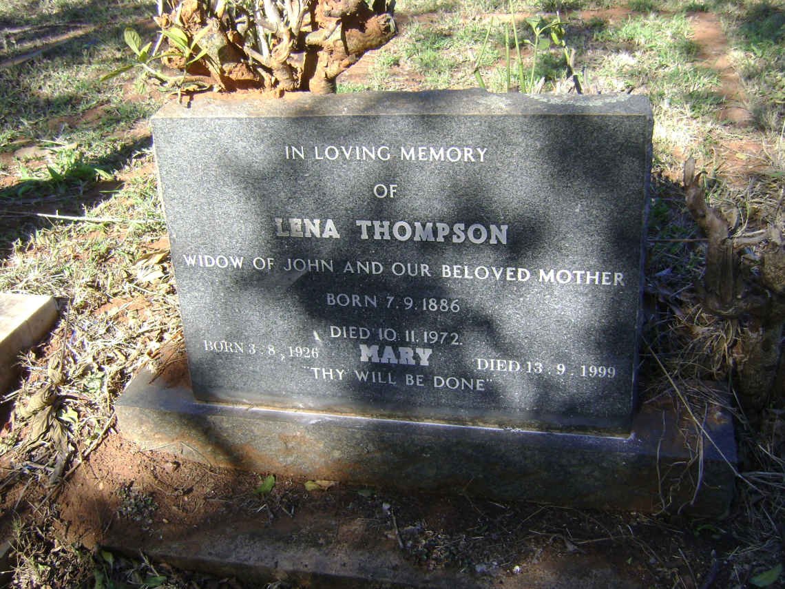 THOMPSON Lena 1886-1972 :: THOMPSON Mary 1926-1999